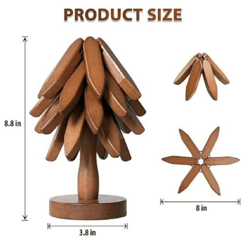 Wooden Trivets for Hot Dishes,Tree Shape Trivet Set