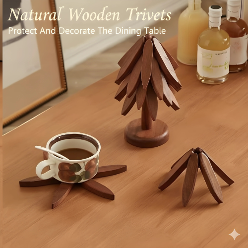 Wooden Trivets for Hot Dishes,Tree Shape Trivet Set