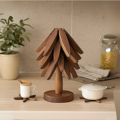 Wooden Trivets for Hot Dishes,Tree Shape Trivet Set