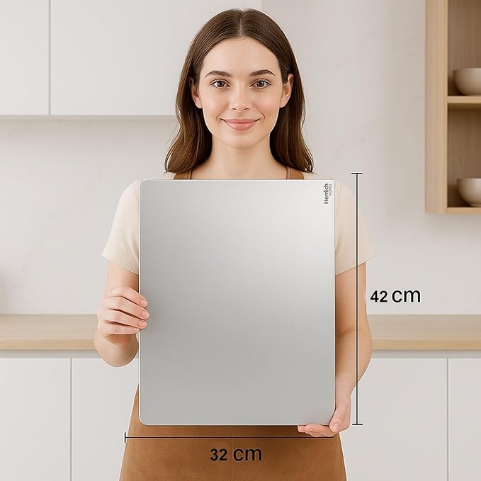 Herrlich Homes 304 Stainless Steel Chopping Board with Lip, Non-Slip, Rust Proof