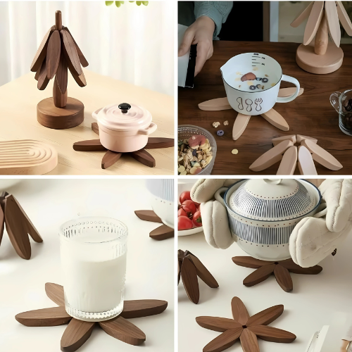Wooden Trivets for Hot Dishes,Tree Shape Trivet Set