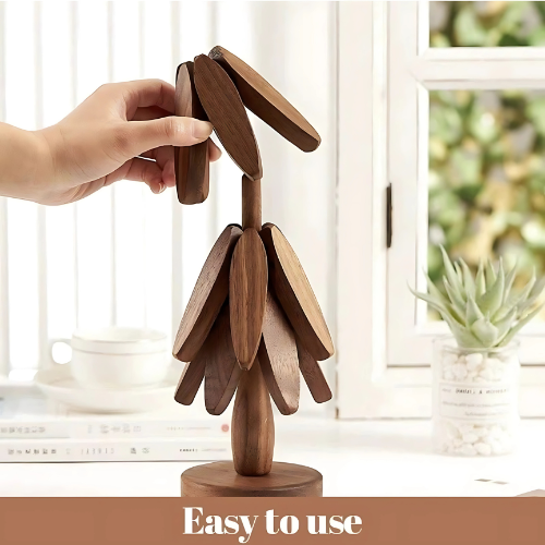 Wooden Trivets for Hot Dishes,Tree Shape Trivet Set