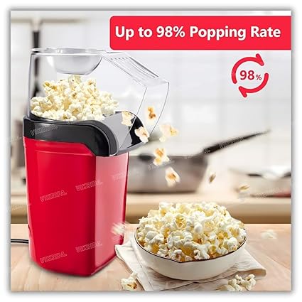 VikriDA 1200W Hot Air Popper Electric Popcorn Maker, Oil-Free, Healthy Snack