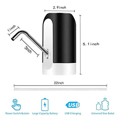 LECIEL USB Rechargeable Stainless-Steel Water Pump Dispenser 5Gallon Black