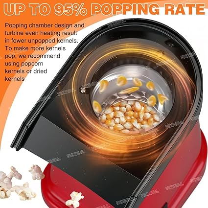 VikriDA 1200W Hot Air Popper Electric Popcorn Maker, Oil-Free, Healthy Snack